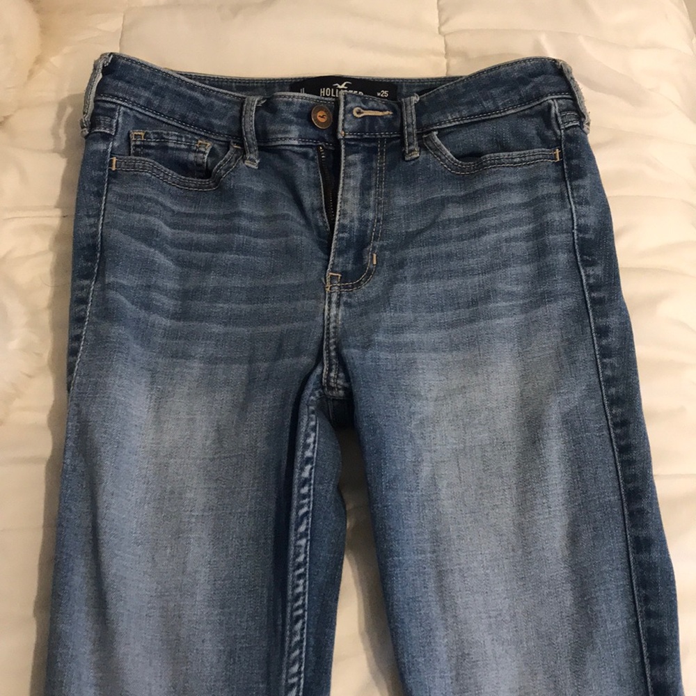 High waisted medium wash super skinny jeans